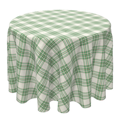 Round Plaid Cotton Twill Tablecloth