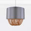 23cm H Cotton Drum Pendant Shade ( Uno ) in Grey With Copper Beads