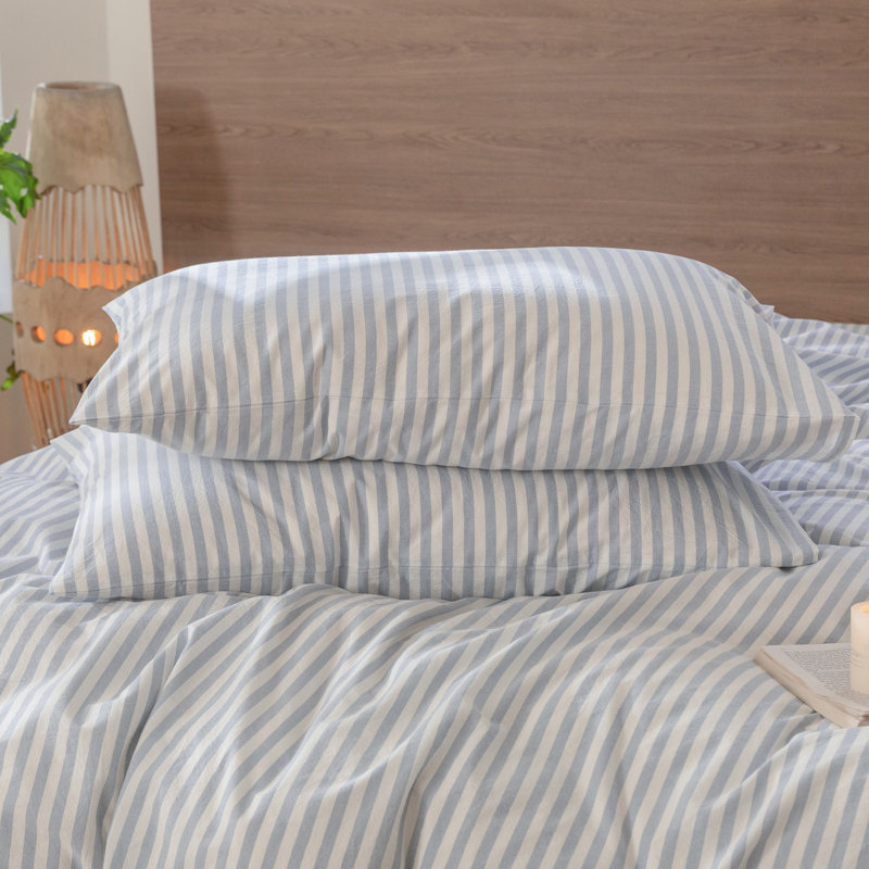 MooMee Pillowcases 100% Washed Cotton Linen Like Textured Breathable Soft, Standard (20" x 26")