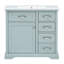 Meuble-lavabo moderne gris de 36 pouces avec lavabo encastré en céramique imperméable, charnières à fermeture en douceur, 2 tiroirs basculants, tablette coulissante réglable pour la décoration de 36 po avec fonction et bois massif