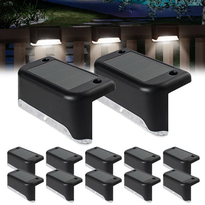 Solar Powered Integrated LED Deck Lights Outdoor Waterproof Step Light for Fence Patio Yard Pathway
