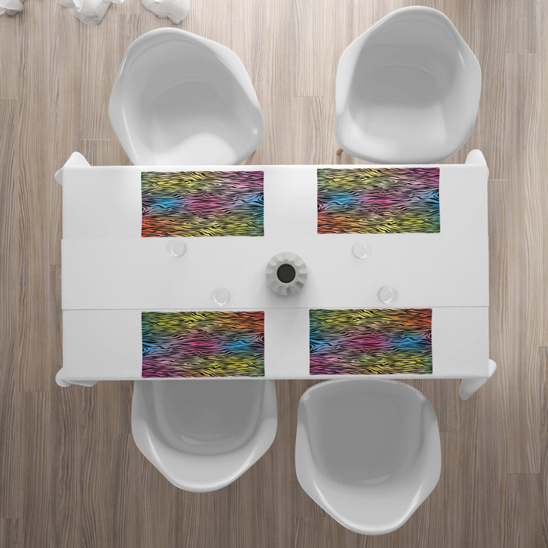 Polyester Abstract Rectangle Placemat, Yellow/Pink/Blue