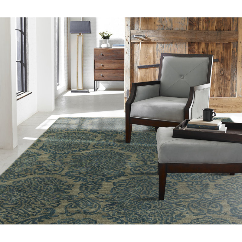 Allenport Geometric Area Rug in Blue, Rectangle 2' x 3'