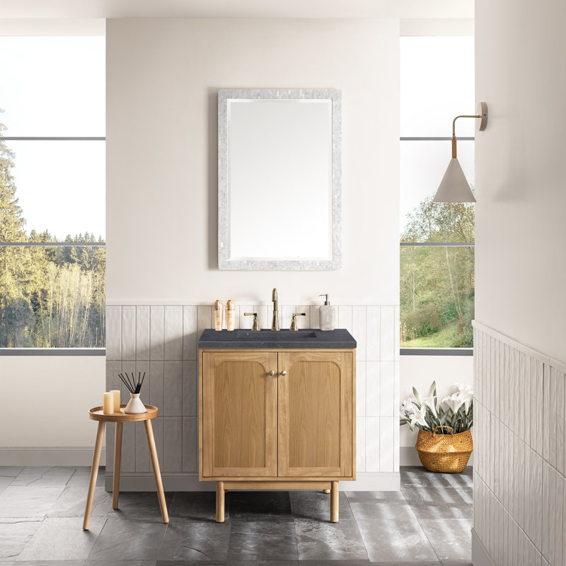 Laurent 30'' W Single Vanity, Charcoal Soapstone, Light Natural Oak, 8" Widespread