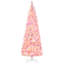 Sapin de Noël artificiel en pin crayon, préilluminé, 2,3 m (7,5 pi), floqué de neige, DEL blanc chaud, ouverture automatique, rose et blanc