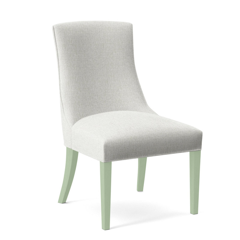 Tuxedo Slipper Dining Chair, Celery Finish, Cobalt Blue Stripe; 0204-64