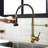 Single Lever Black And Gold Kitchen Sink Faucet With Pull Down - Brass Material, Spot Treatment, Simple Installation Process In Construction For Reliability, Smooth Water Flow, Easy Kit