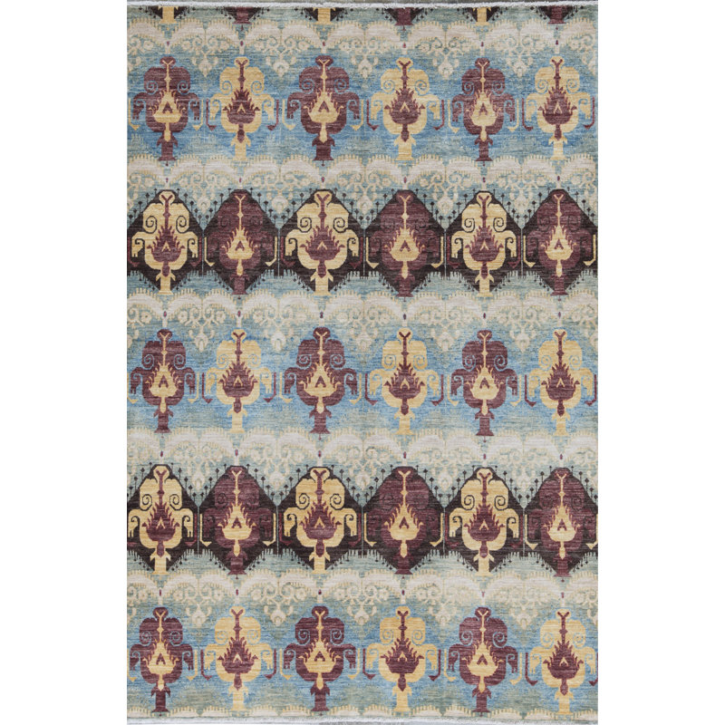 Tapis vert clair noué à la main de haute qualité