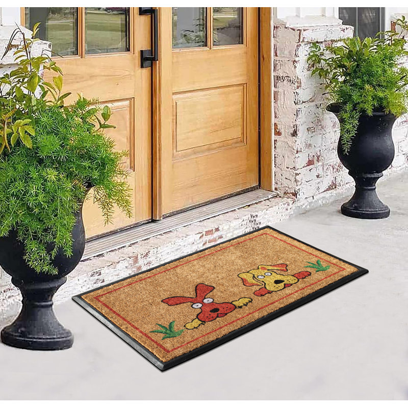 Balalan Pet Rubber and Coir Doormat 48" x 30" Non-Slip Outdoor Door Mat