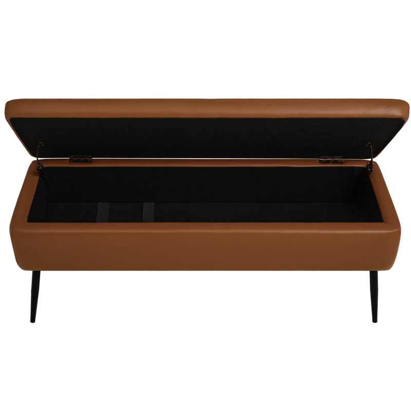 Banc de rangement en similicuir Demetrey, Brun