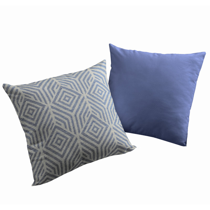 Laurents Geometric Rectangular Throw Pillow Cover, 40cm x 40cm, Dark Blue, Square
