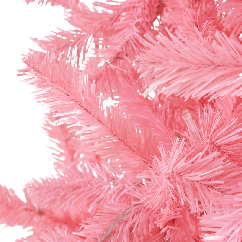 Arbre de Noël artificiel rose pré-éclairé, 7,5 pi