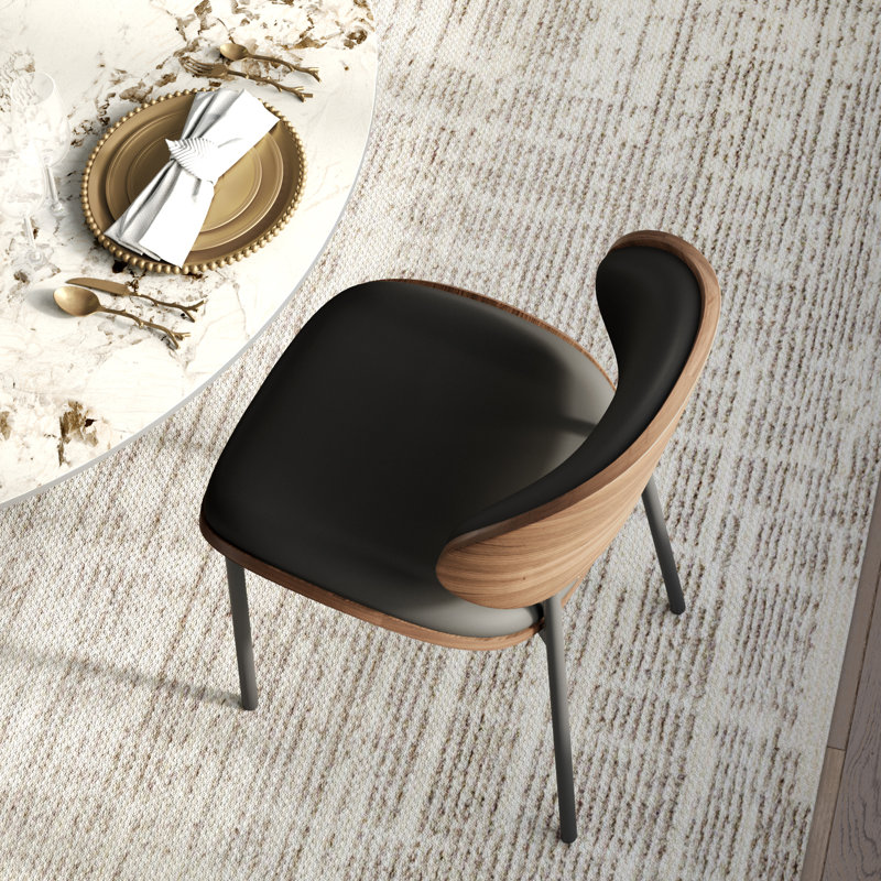 Ensemble repas 5 pièces Otelia + grandes chaises noires pour 4/6/8/10, Noir, 29.52" H x 47.24" W x 47.24" D, Glossy Amber