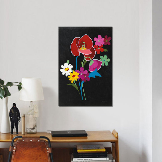 «Alpine Bouquet I», reproduction sur toile tendue en noir, H 12 po x l 8 po x P 0,75 po, Toile tendue, Pas de tapis