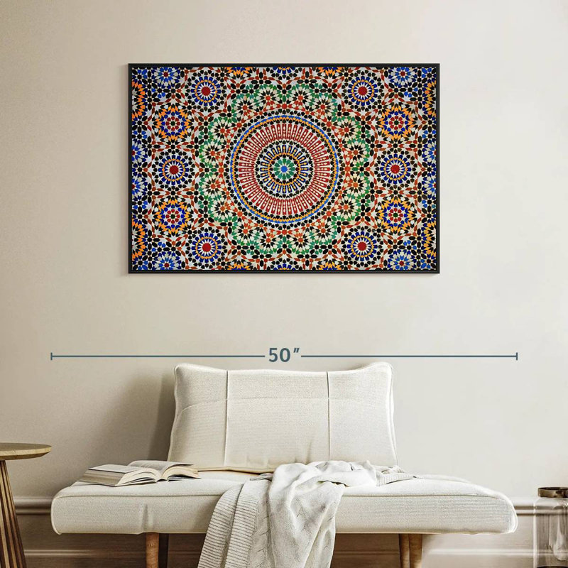 Mosaïque marocaine traditionnelle, Cadre flottant noir, 40 po x 27 po