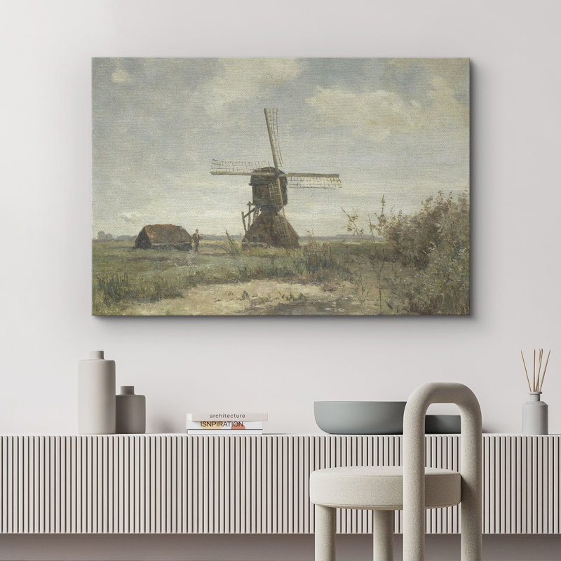 Reproduction d'art sur toile rétro moulin à vent rétro, H 12 po x l 18 po, Toile tendue, Ne s’applique pas