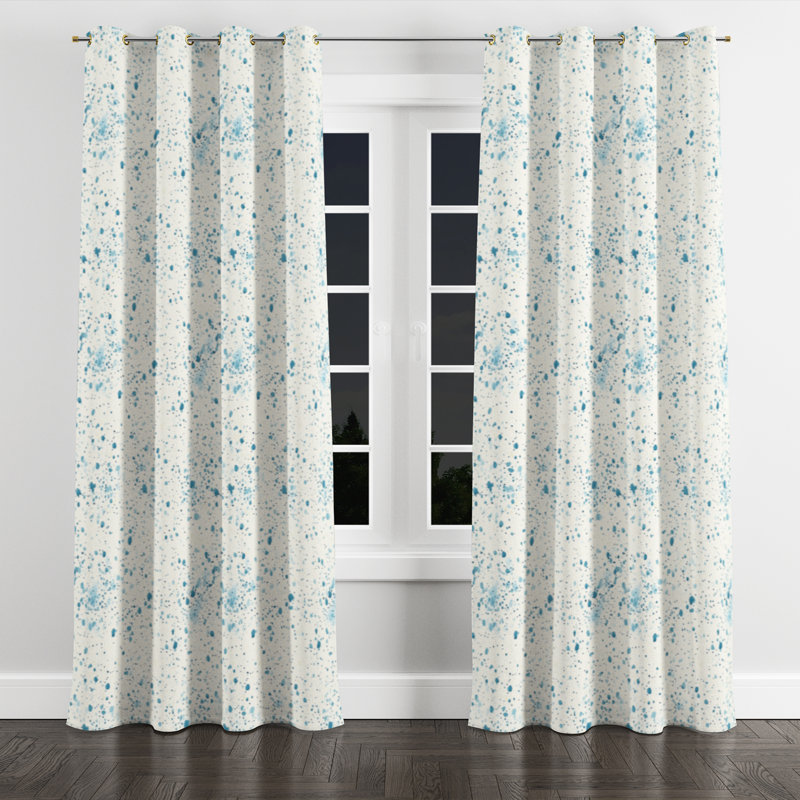 Abstract Room Darkening Curtains - Ivory Borbon Grommet Curtain - 1 Panel, Gold Grommets, 52" W x 84" L