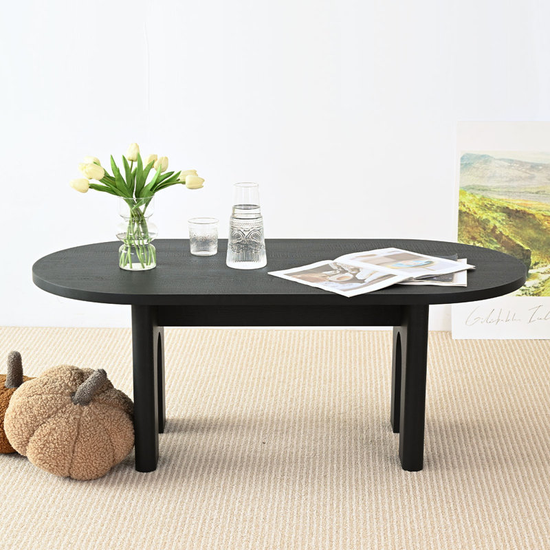 48" Long Oval Living Room Coffee Table, Black