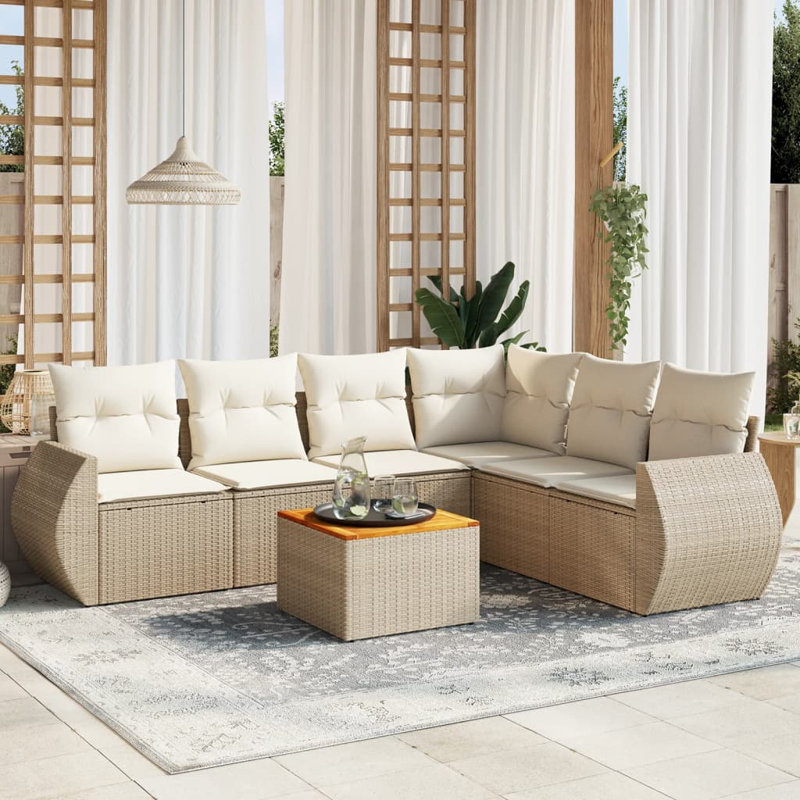 Ensemble de canapé modulaire en rotin beige 7 pièces Vidaxl