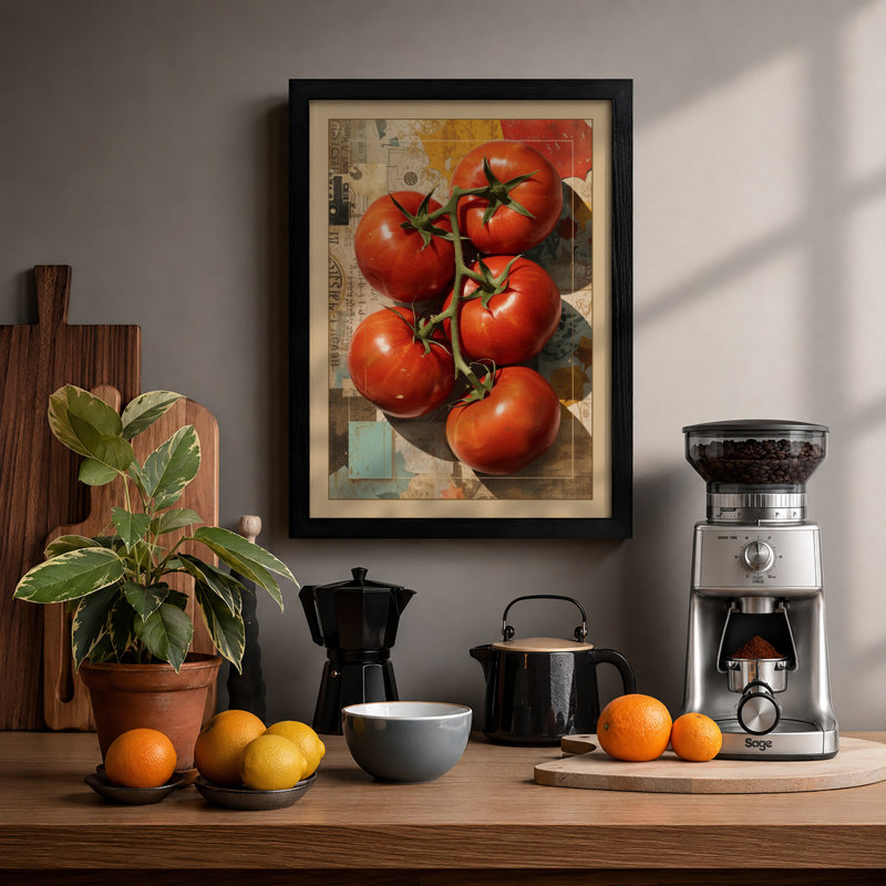 Tomatoes On The Vine Rustic - Print, Black, A4 - 29.7 x 21.0 cm