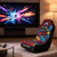 Fauteuil de jeu vidéo à bascule circuit imprimé, siège de jeu berçant avec structure en métal-1486949394