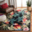 Hogle Floral Hand-Hooked Wool Black/Multi Area Rug-21278910