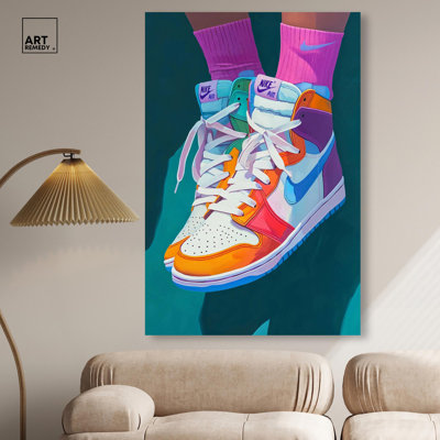 Colorful Sneaker Jump Canvas Sneakerhead Posters by Art Remedy