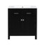 Meuble-lavabo de 76 cm avec lavabo en céramique, armoire noire moderne, 2 portes et étagère en forme de U pour un rangement optimal, espace optimisé
