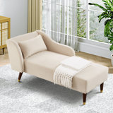 Tohura 27.5" One Arm Velvet Chaise Lounge Chair with Lumbar Pillow