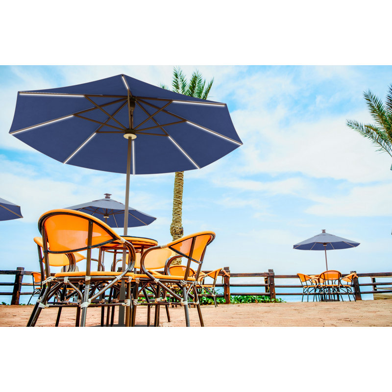 Pasticallo Paramount Series Smart Umbrella With Remote, Wind Sensor, Solar Panel, Led Center Lighting, Removeable Led Lighting Strip, Sunbrella Spectrum