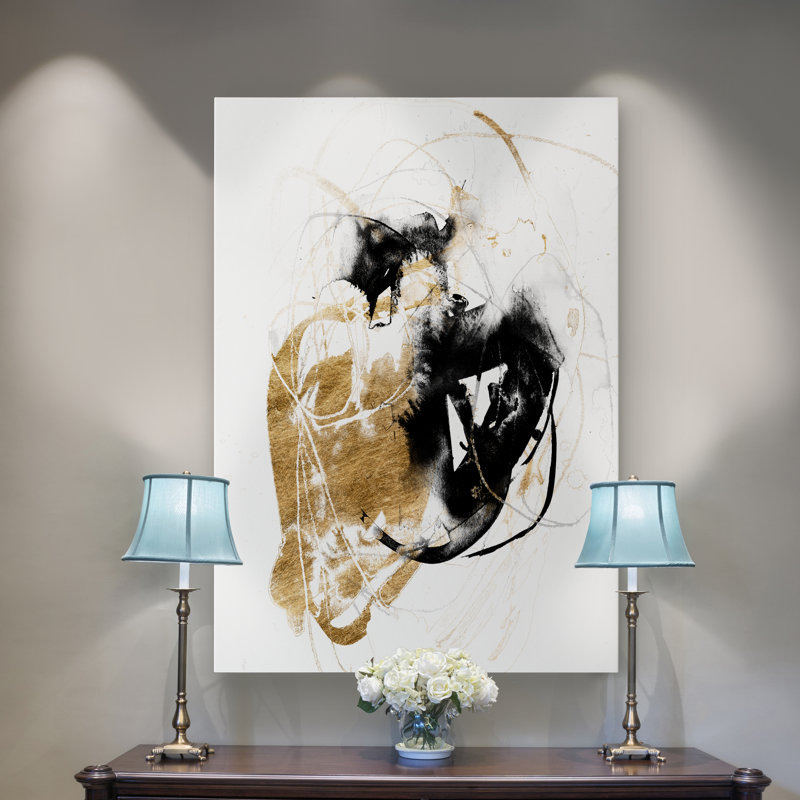 « black/gold splash iii », reproduction sur toile, H 32 po x l 24 po x P 1 po, Toile tendue
