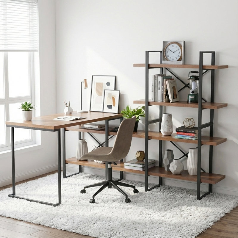 Bureau en L réversible Aldred, Noyers