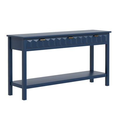 Three-drawer Honeycomb Pattern Fir Veneer Console Table For Living Room And Entryway
