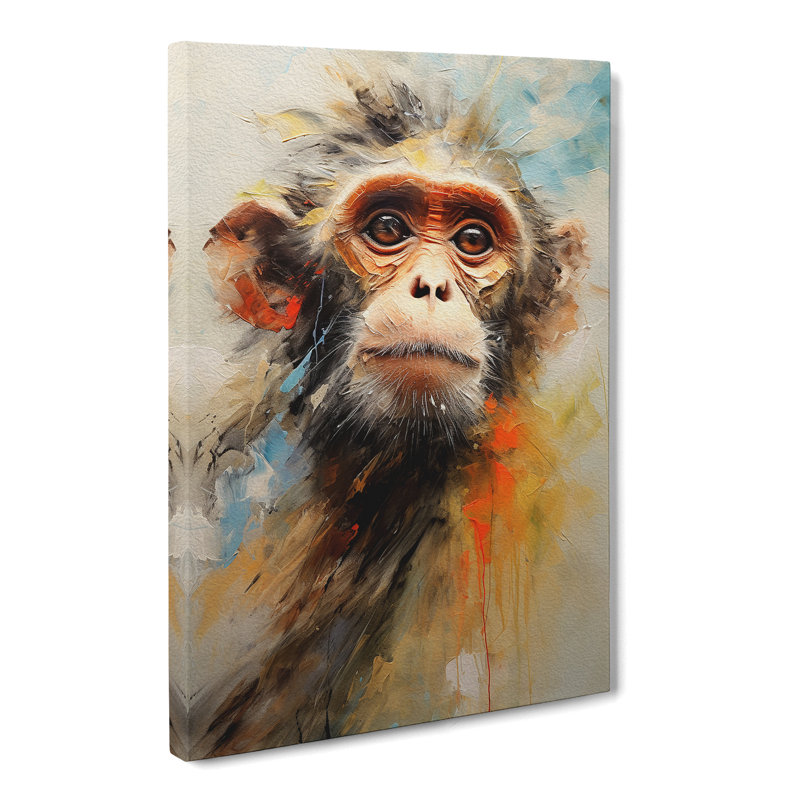 Monkey Gestural Art No.2 - Wrapped Canvas, 50cm H x 35cm W x 3cm D
