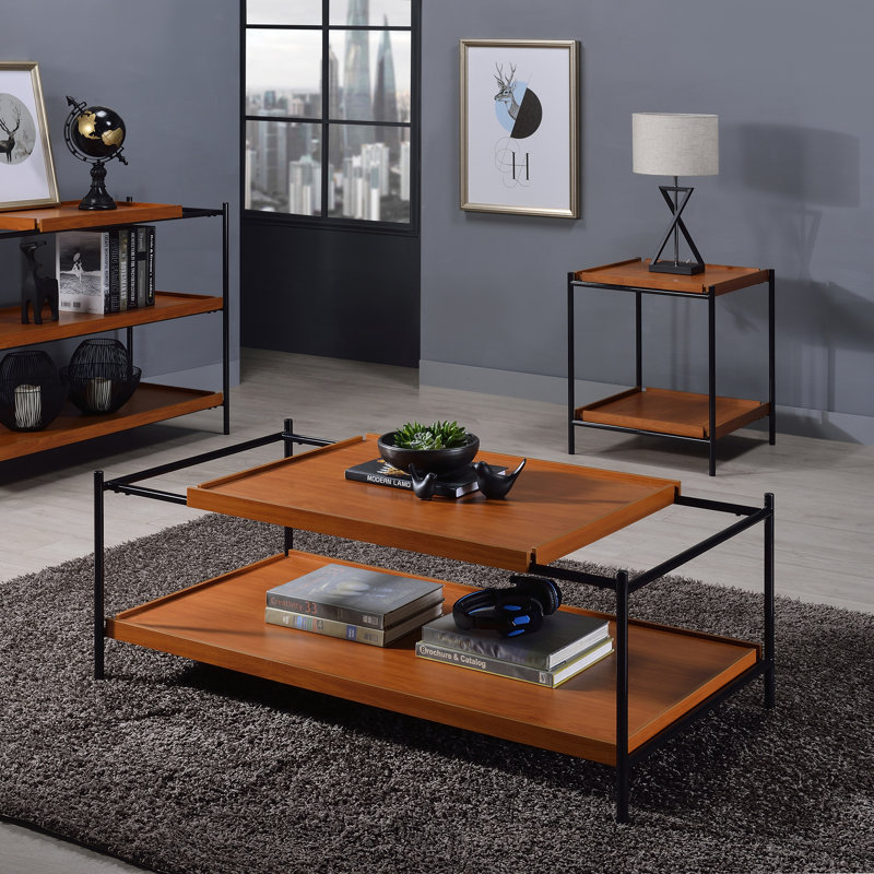 Table basse 2 tablettes Honey Oak