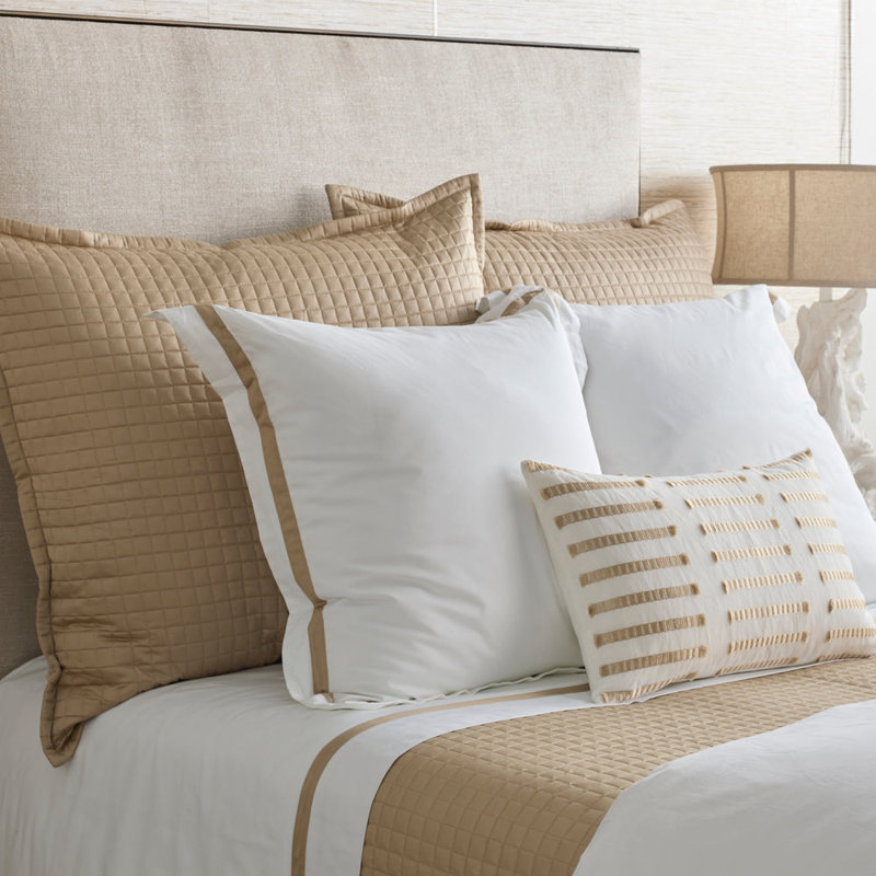 Ready-to-Bed 2.0 Cotton & Trim Sheet Set, White/Taupe, Queen Sheet Set with 2 Pillowcases