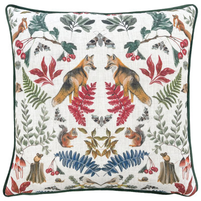 Mirrored Fox Floral Square Cushion
