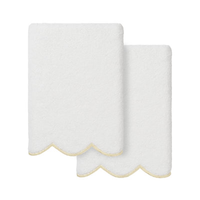  100% Turkish Cotton ADORNIA Scallop 2PC Hand Towel Set