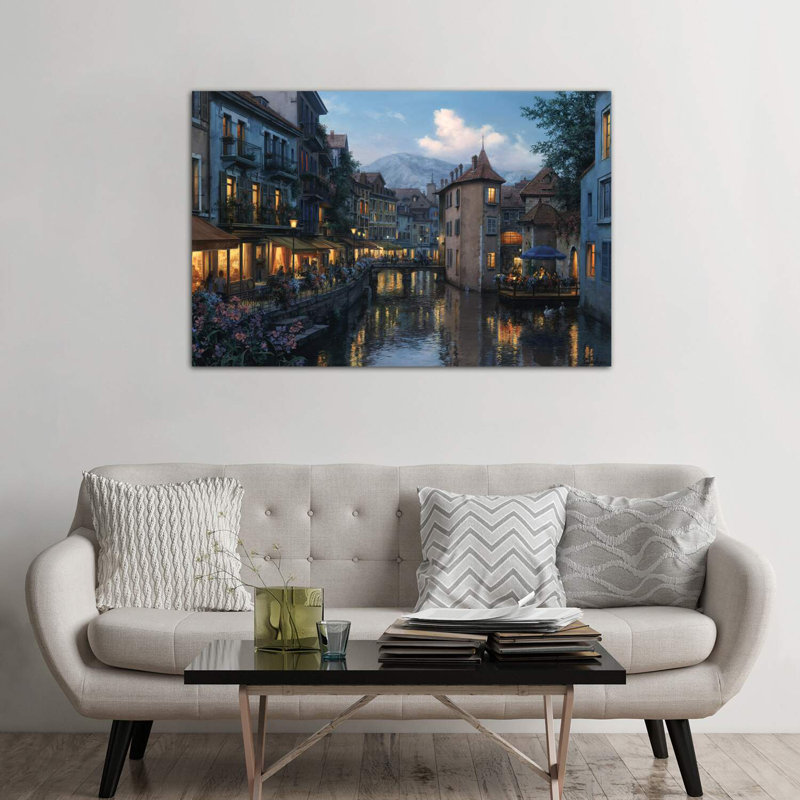 «Evening In Annécy», reproduction de photo, Toile tendue, H 26 po x l 40 po x 1,5 po
