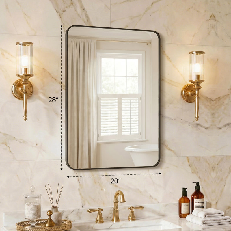 Miroir de salle de bain, 20''×28'', Noir