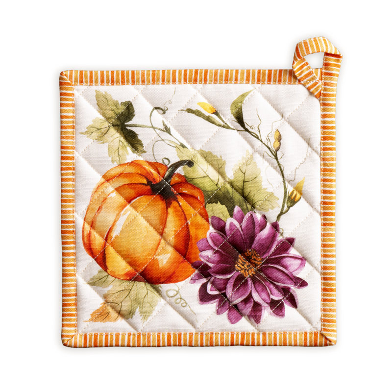 Maison d'Hermine Pumpkin Garden - Manique en coton 100 % couleur crème nuageuse - 20 x 20 cm