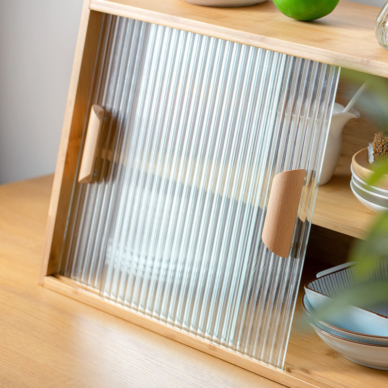 Modern Bamboo Kitchen Sideboard With Adjustable Shelves - Stylish Storage For Home Bar