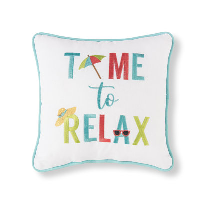 Safwan Time To Relax Embroidered Throw Pillow