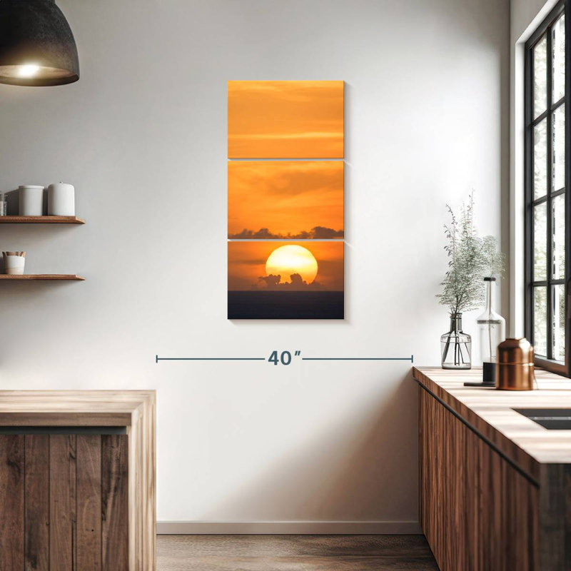 Coucher de soleil brillant des Antilles, H 38 po x l 18 po