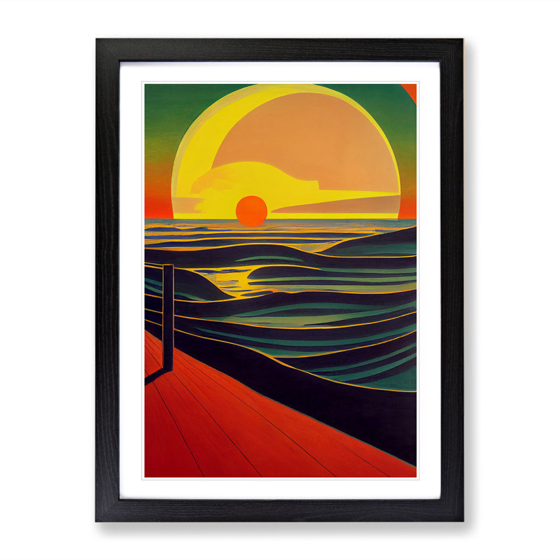 XV1022-4946X Vibrant Sunset Abstract - Print, White, 66cm H x 48cm W, Black Framed Paper