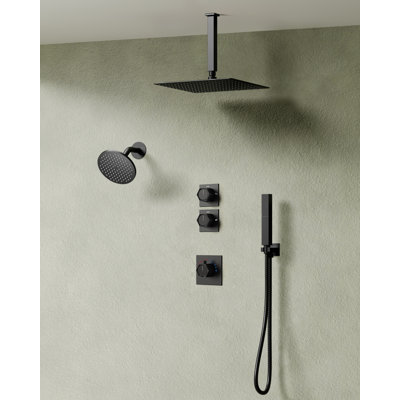  Système de douche thermostatique double avec douchette à main 12 po.