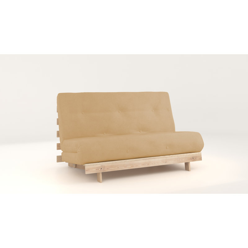 Chenango Full / Double 137cm Upholstered Futon And Mattress, Yellow