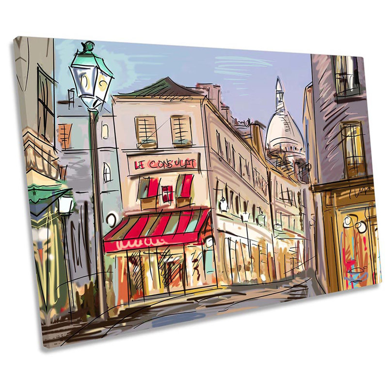 Paris Street Scene City - Wrapped Canvas Painting, 50.8cm H x 76.2cm W x 2cm D