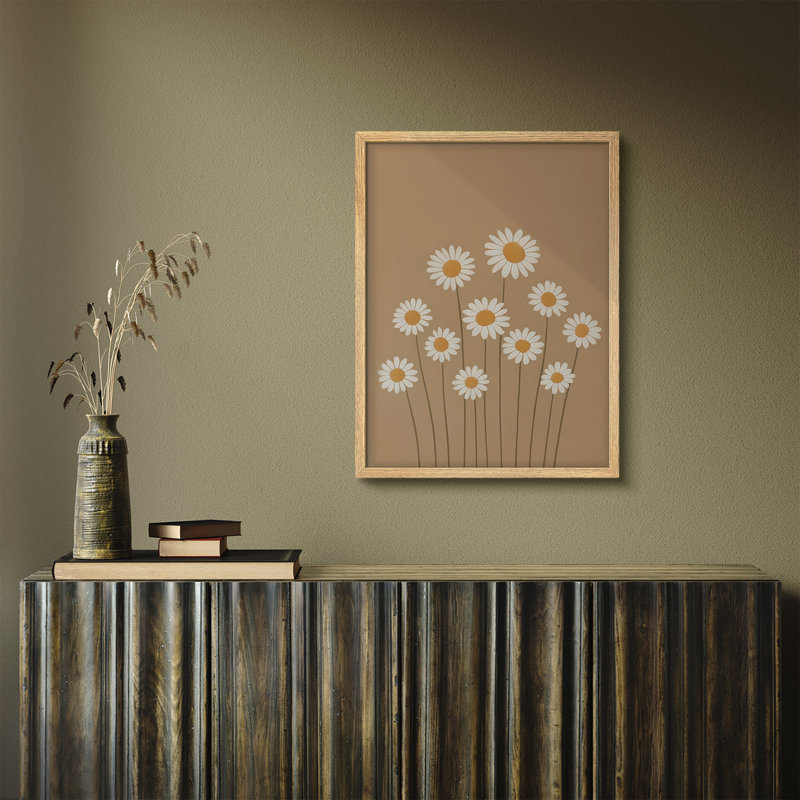 Reproduction florale encadrée pour décoration florale - 12 po x 16 po, H 16 po x l 12 po, Naturel