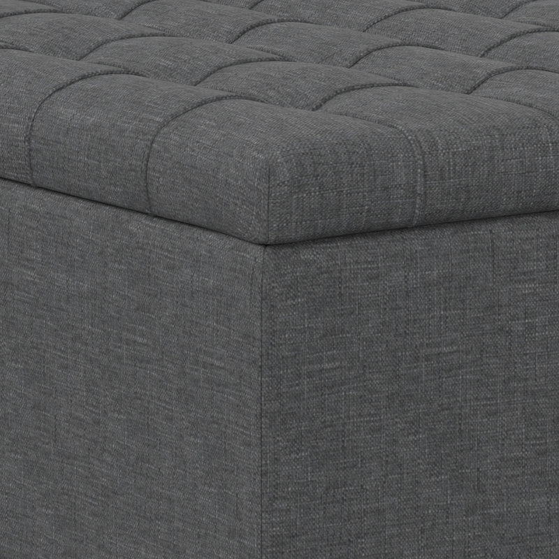 Slate Grey 30" Tufted Cocktail Storage Ottoman